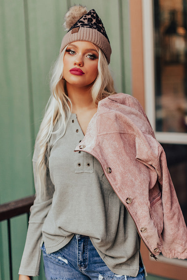 Hidden Trail Henley Top In Pear Image - 5