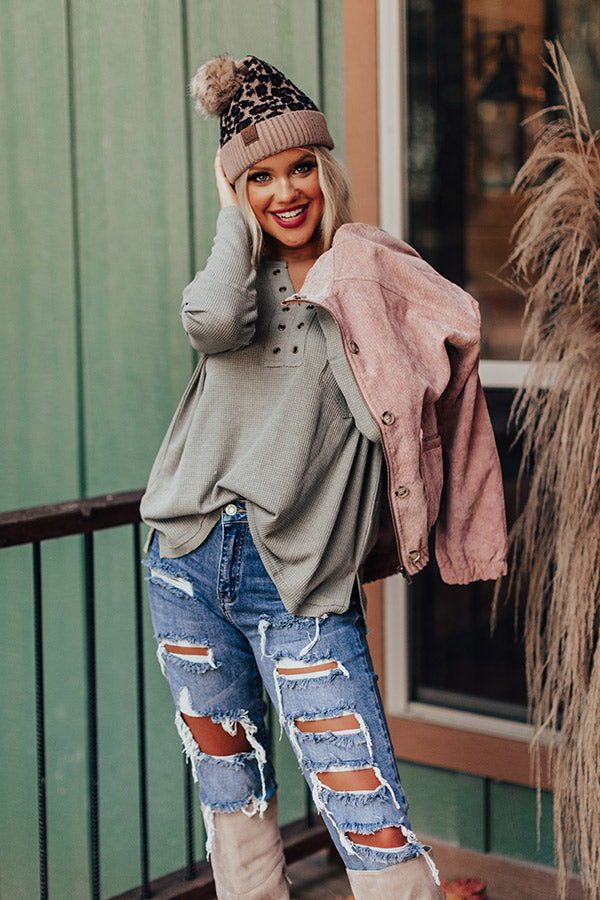 Hidden Trail Henley Top In Pear Image - 4