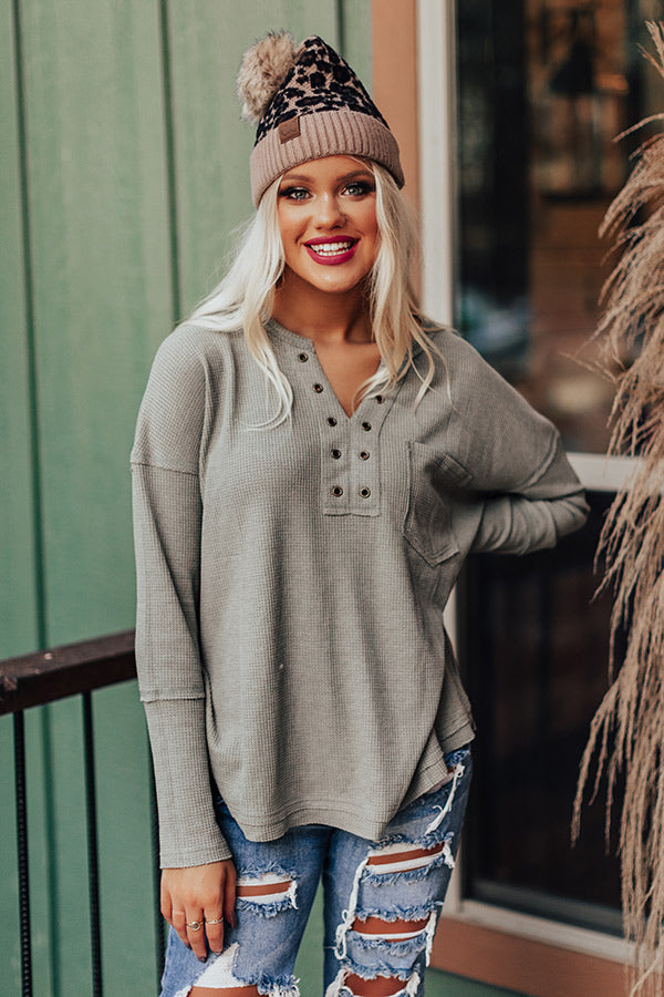 Hidden Trail Henley Top In Pear Image - 3