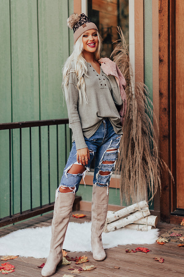 Hidden Trail Henley Top In Pear Image - 1