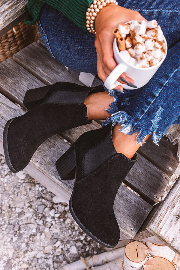 The Ollie Faux Suede Bootie In Black Image - 3