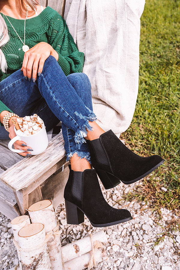 The Ollie Faux Suede Bootie In Black Image - 1