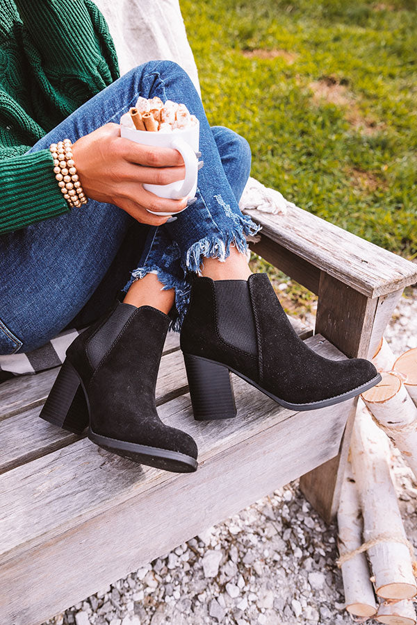 The Ollie Faux Suede Bootie In Black Image - 2