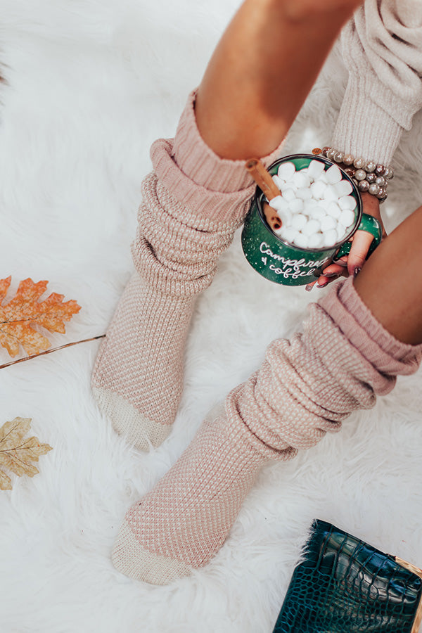 Cozy Surroundings Thigh High Socks In Blush Image - 1