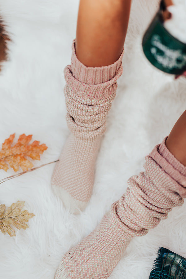 Cozy Surroundings Thigh High Socks In Blush Image - 2