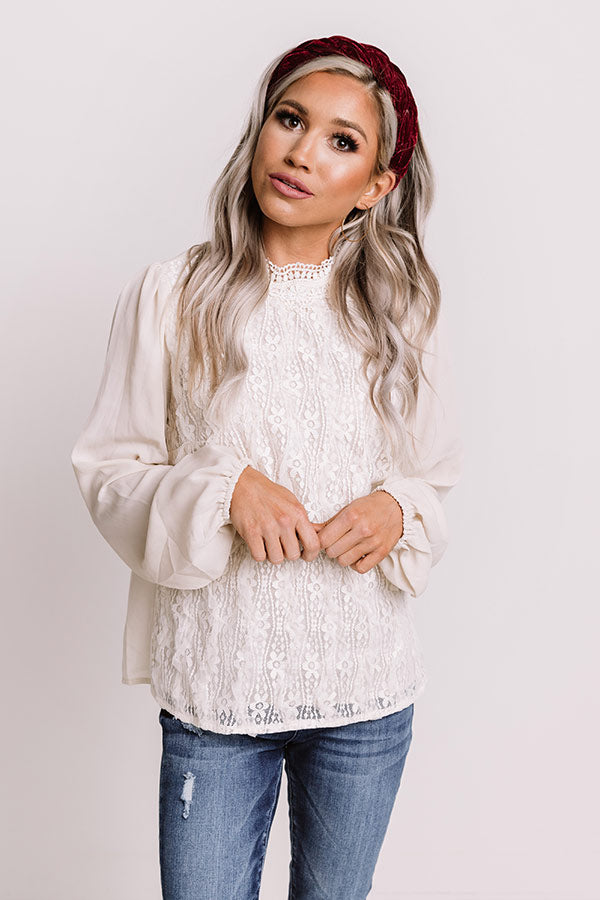 Pretty Style Lace Top In Stone
