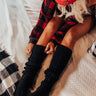 Cozy Vibes Thigh High Cable Knit Socks In Black Image - 1