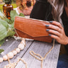 Lavish Life Faux Leather Clutch In Maple Image - 1