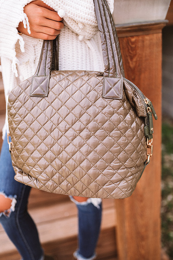 Off The Clock Large Quilted Tote In Martini Olive Image - 3