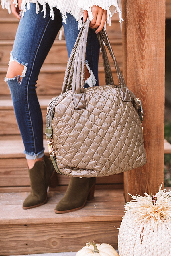 Off The Clock Large Quilted Tote In Martini Olive Image - 4