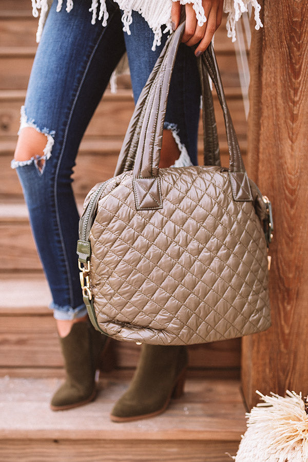 Off The Clock Large Quilted Tote In Martini Olive Image - 2