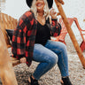 Never Too Toasty Buffalo Check Cardigan In Red Curves Image - 1