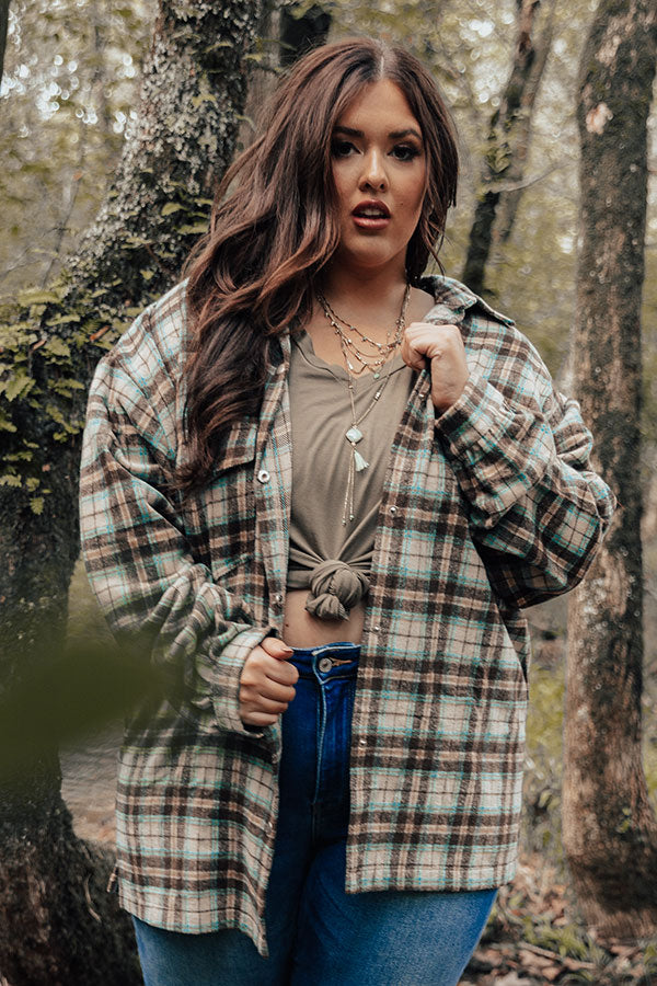 Road Trip Together Plaid Button Up Top in Brown Curves Image - 4