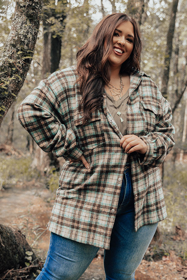 Road Trip Together Plaid Button Up Top in Brown Curves Image - 1