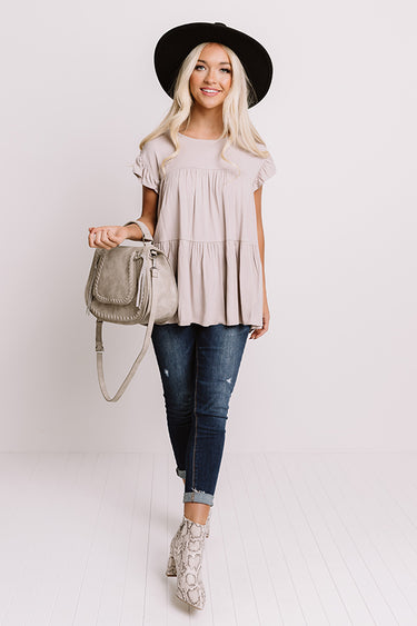 Wild Dreams Babydoll Top In Iced Latte main image 0