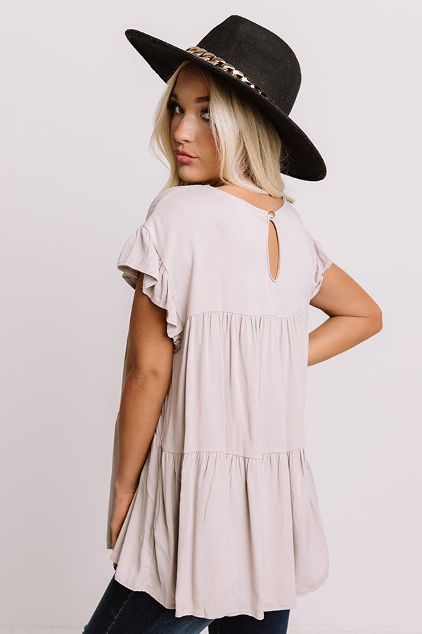 Love A Latte Babydoll Top In Taupe Image - 4