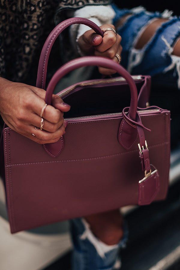 Feeling First Class Faux Leather Tote In Berry Image - 2