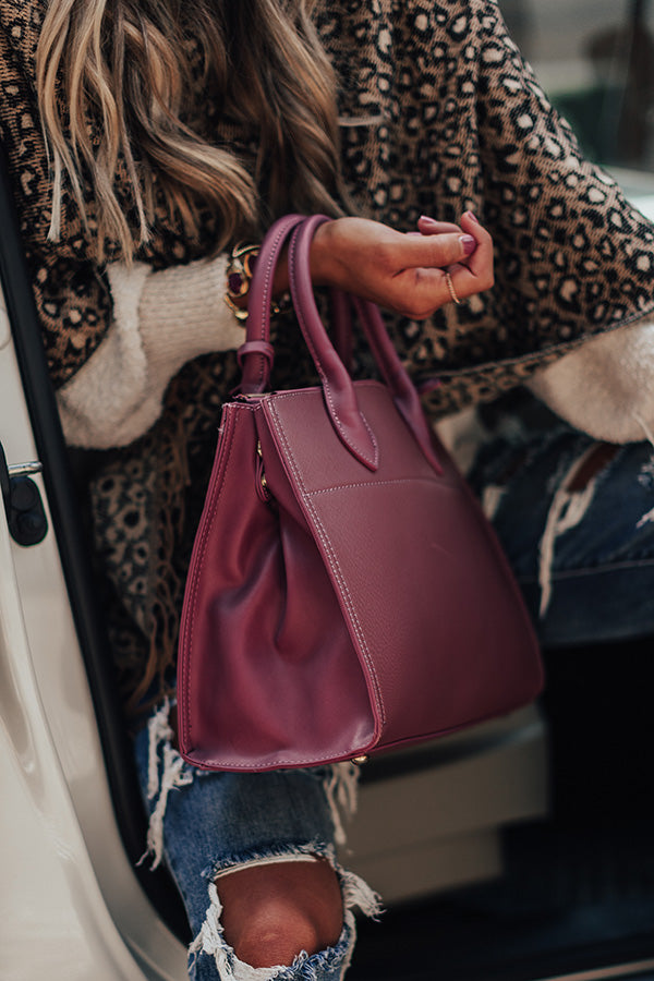 Feeling First Class Faux Leather Tote In Berry Image - 1