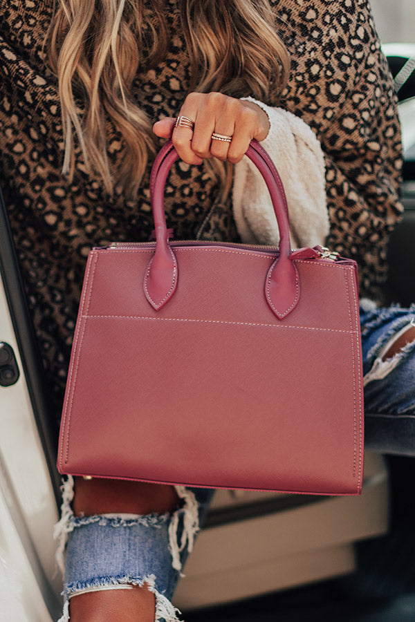 Feeling First Class Faux Leather Tote In Berry Image - 3