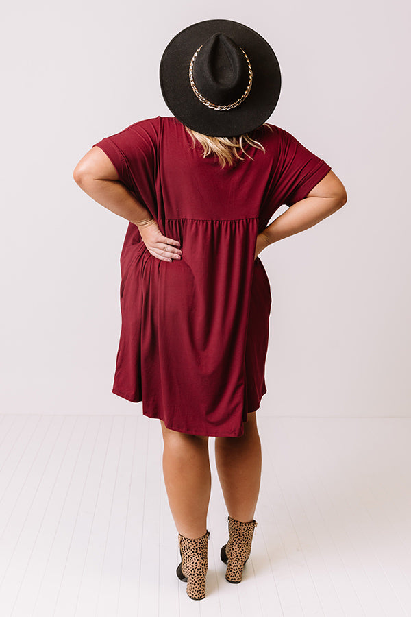 Holding Hands Babydoll Dress In Wine   Curves Image - 4