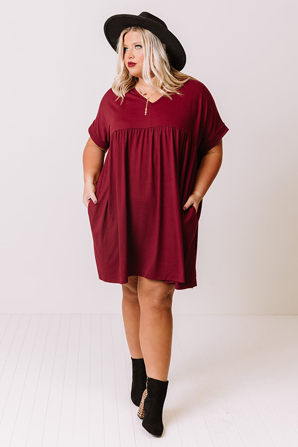 Holding Hands Babydoll Dress In Wine   Curves Image - 2