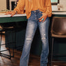 The Kelson High Waist Distressed Flare in Dark Wash Image - 1
