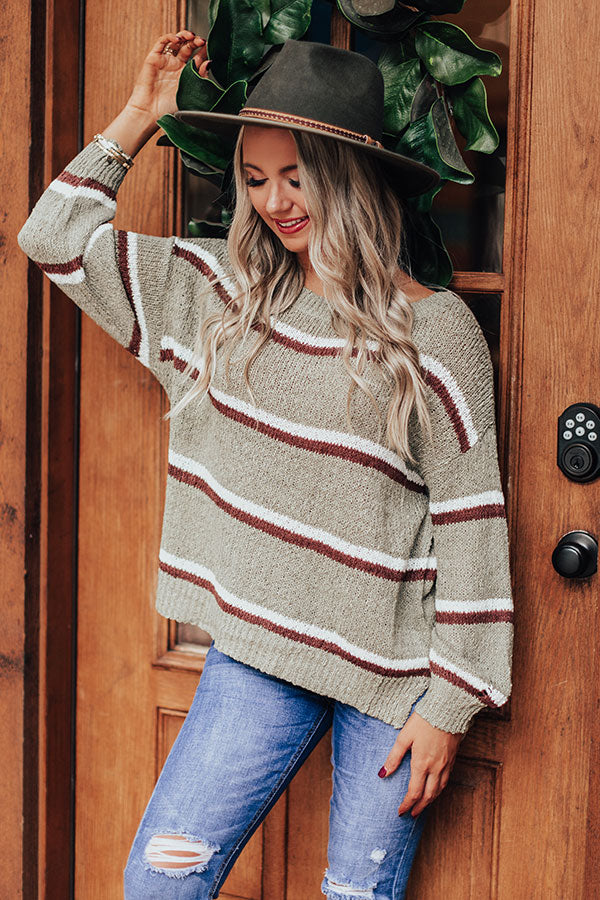 Pumpkin Spice Delight Knit Sweater In Sage • Impressions Online Boutique