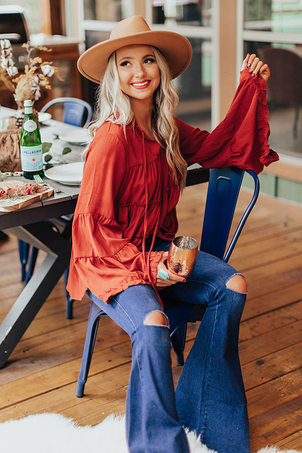 Aspen Highlands Babydoll Top In Rust Image - 4