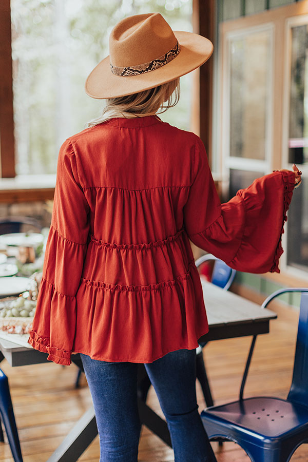 Aspen Highlands Babydoll Top In Rust Image - 5