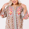 Flaunt It Embroidered Shift Top In Brown Curves Image - 1