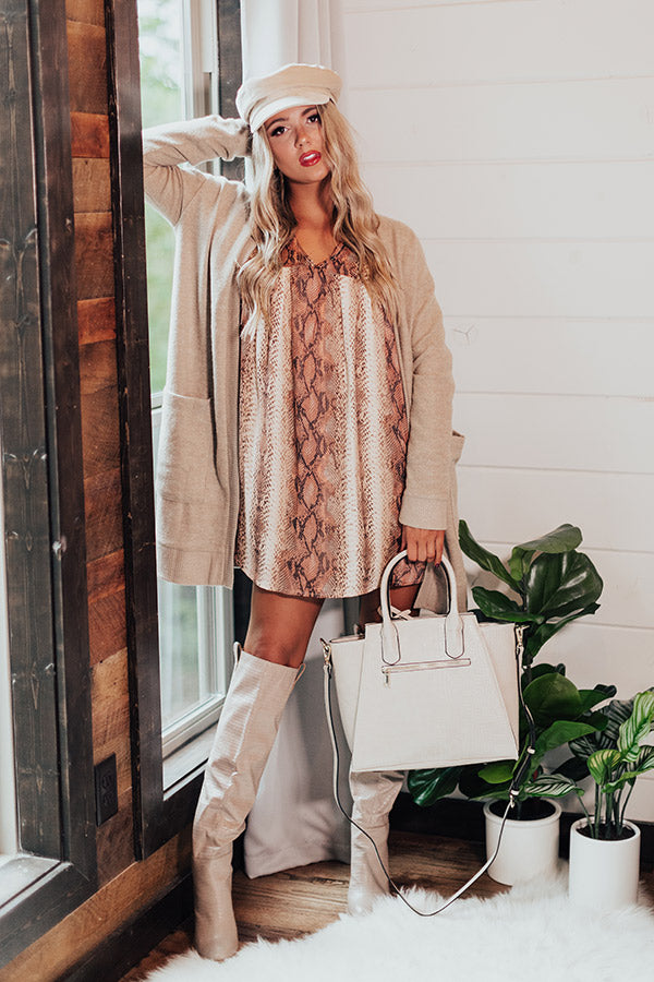 Looking For Love Snake Print Babydoll Dress In Brown Image - 1