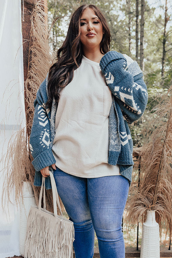 Campfires And Friends Cardigan In Teal   Curves Image - 2