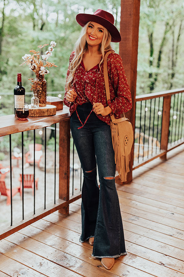 Napa Views Babydoll Top In Wine Image - 1