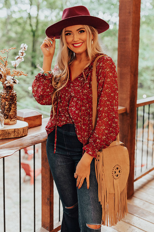 Napa Views Babydoll Top In Wine Image - 3