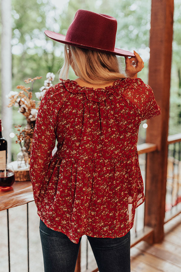 Napa Views Babydoll Top In Wine Image - 4