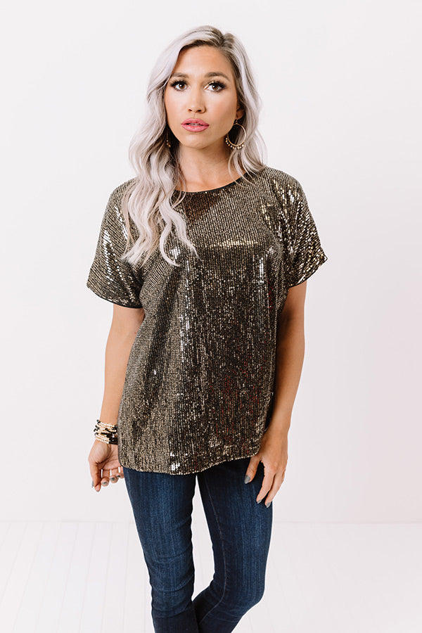 Chardonnay Chic Sequin Shift Top In Black