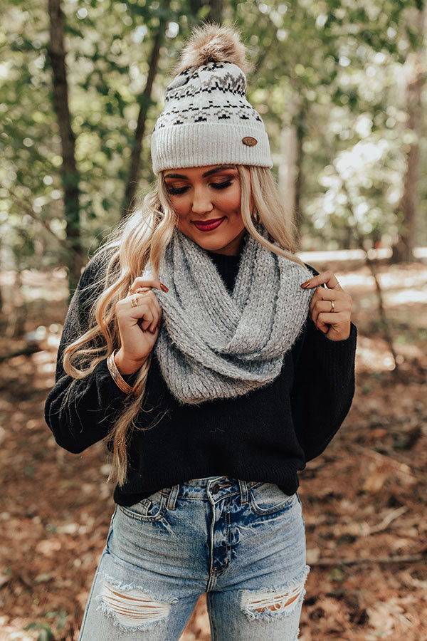 Chilly Vibes Chenille Infinity Scarf in Grey