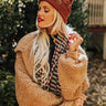 Fall Hike Faux Fur Pom Beanie in Rust Image - 1