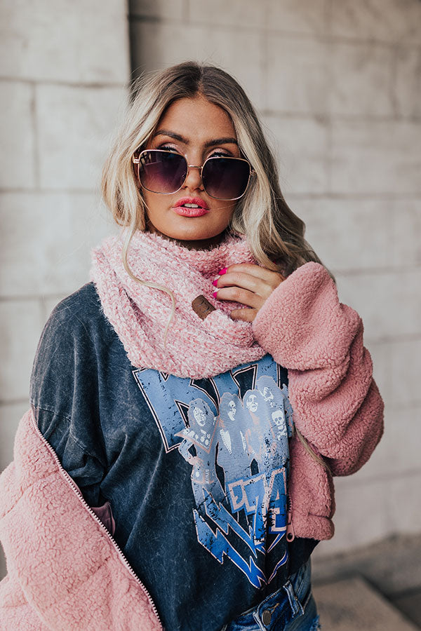Chilly Vibes Chenille Infinity Scarf in Blush
