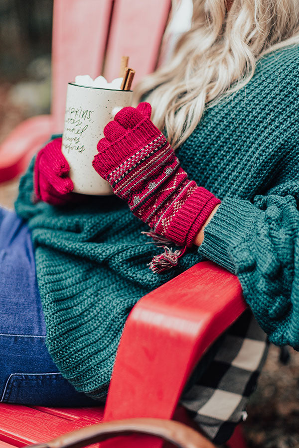 Vail Ski Trip Knit Gloves in Wine Image - 1