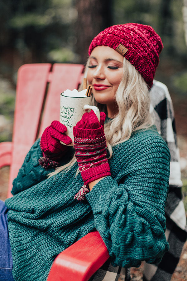 Vail Ski Trip Knit Gloves in Wine Image - 2