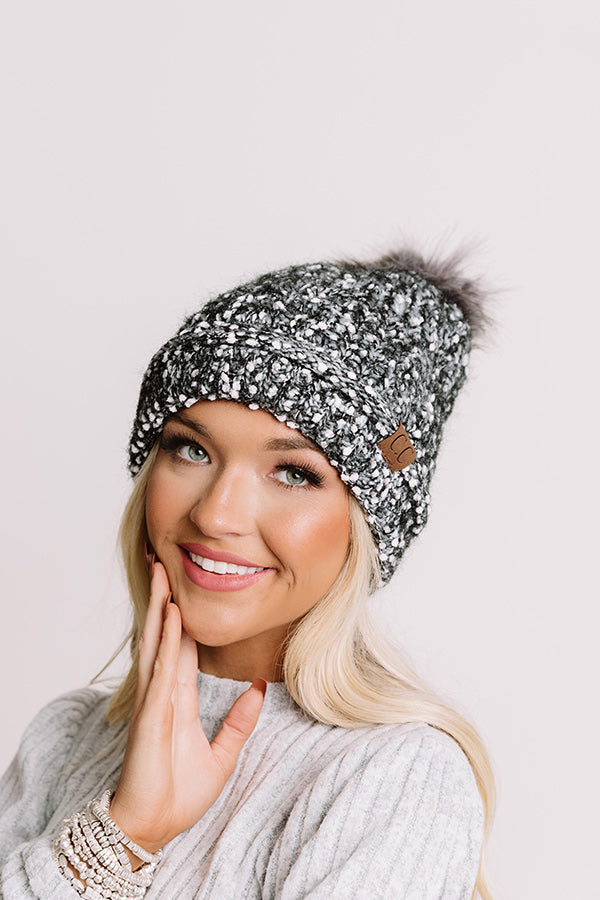 Full Of Warmth Popcorn Knit Beanie in Charcoal