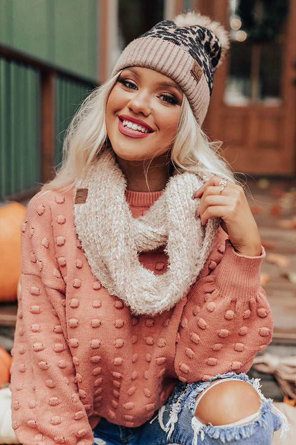Chilly Vibes Chenille Infinity Scarf in Iced Latte