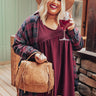 Flannel Pick Me Up Tunic In Wine Curves Image - 1