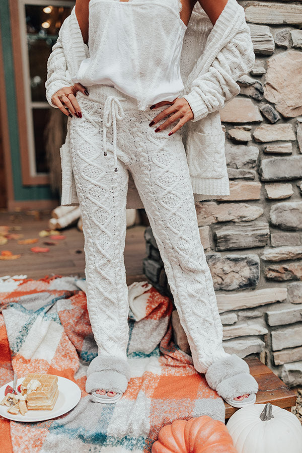 Never Too Cozy Cable Knit Pant In White • Impressions Online Boutique