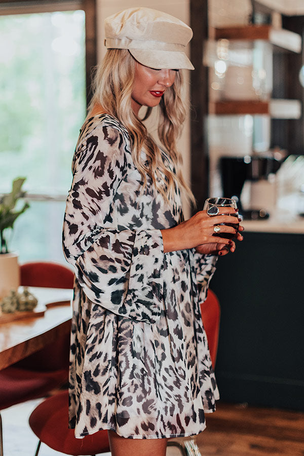 Best In Show Leopard Babydoll Dress in Grey Image - 4