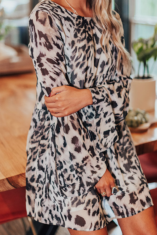 Best In Show Leopard Babydoll Dress in Grey Image - 5