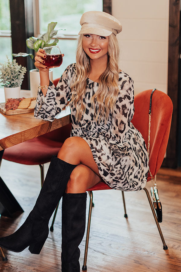 Best In Show Leopard Babydoll Dress in Grey Image - 1