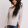 Cozy Side Knit Sweater In Light Taupe Image - 1