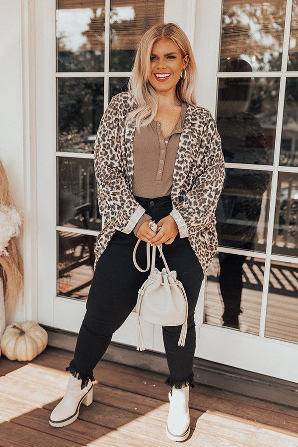 Early Morning Cozy Leopard Cardigan  Curves